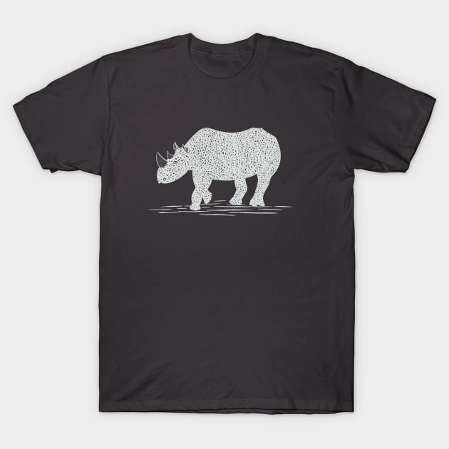 Rhino Ink Art - detailed animal design - endangered species T-Shirt by Green Paladin